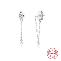 1 Pair 925 Sterling Silver Zircon Tassel Drop Earrings sku image 3