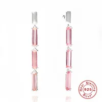 1 Pair 925 Sterling Silver Zircon Tassel Drop Earrings sku image 6