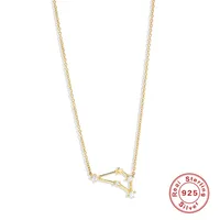Fashion Constellation Sterling Silver Inlay Zircon Pendant Necklace 1 Piece sku image 3