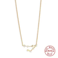 Fashion Constellation Sterling Silver Inlay Zircon Pendant Necklace 1 Piece sku image 4