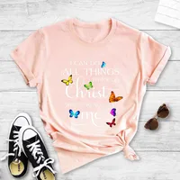 Casual Butterfly Letters Printed Short-sleeved T-shirt Women main image 1