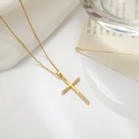 Retro Cross Stainless Steel Inlaid Zircon Necklace main image 3