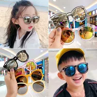 Fashion Solid Color Ac Round Frame Full Frame Kids Sunglasses main image 1