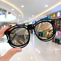Fashion Solid Color Ac Round Frame Full Frame Kids Sunglasses main image 3