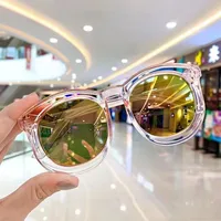 Fashion Solid Color Ac Round Frame Full Frame Kids Sunglasses main image 4