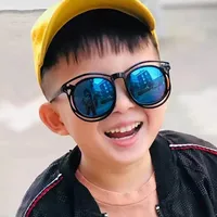 Fashion Solid Color Ac Round Frame Full Frame Kids Sunglasses main image 5