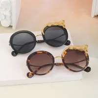 Fashion Leopard Pc Round Frame Diamond Full Frame Women's Sunglasses main image 3