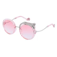 Fashion Leopard Pc Round Frame Diamond Full Frame Women's Sunglasses sku image 4