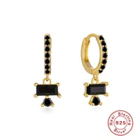 1 Pair 925 Sterling Silver Zircon Geometric Drop Earrings sku image 4