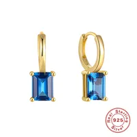 1 Pair 925 Sterling Silver Zircon Geometric Drop Earrings sku image 8