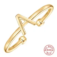 925 Sterling Silver Letter Open Ring main image 2