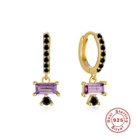 1 Pair 925 Sterling Silver Zircon Geometric Drop Earrings sku image 5