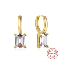1 Pair 925 Sterling Silver Zircon Geometric Drop Earrings sku image 1