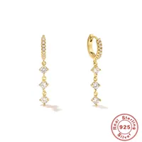 1 Pair 925 Sterling Silver Zircon Square Earrings main image 1