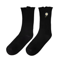 Women's Fashion Stripe Flower Cotton Crew Socks A Pair main image 5