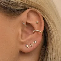 1 Pair 925 Sterling Silver Zircon Geometric Earrings main image 4