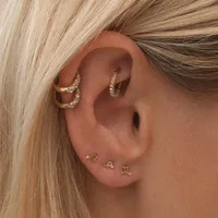 1 Pair 925 Sterling Silver Zircon Geometric Earrings main image 2
