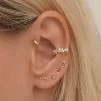 1 Pair 925 Sterling Silver Zircon Geometric Earrings main image 5