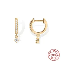 1 Pair 925 Sterling Silver Zircon Geometric Drop Earrings main image 3