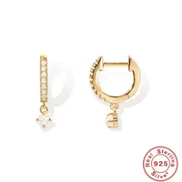 1 Pair 925 Sterling Silver Zircon Geometric Drop Earrings main image 5