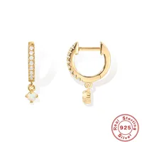 1 Pair 925 Sterling Silver Zircon Geometric Drop Earrings sku image 2
