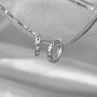 1 Pair 925 Sterling Silver Zircon Geometric Earrings main image 2