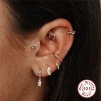 1 Pair 925 Sterling Silver Zircon Geometric Earrings main image 5