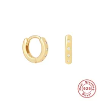 1 Pair 925 Sterling Silver Zircon Geometric Earrings sku image 1