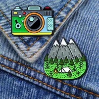 Cartoon Style Mountain Forest Camera Alloy Enamel Unisex Brooches main image 5
