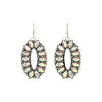 1 Pair Elegant Oval Plating Inlay Alloy Glass Drill Silver Plated Ear Hook main image 3