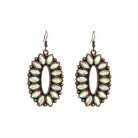 1 Pair Elegant Oval Plating Inlay Alloy Glass Drill Silver Plated Ear Hook main image 2