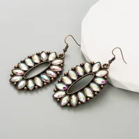 1 Pair Elegant Oval Plating Inlay Alloy Glass Drill Silver Plated Ear Hook main image 5