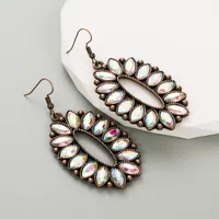 1 Pair Elegant Oval Plating Inlay Alloy Glass Drill Silver Plated Ear Hook main image 6