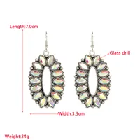1 Pair Elegant Oval Plating Inlay Alloy Glass Drill Silver Plated Ear Hook main image 7