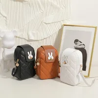 Women's Small Autumn Pu Leather Rabbit Lingge Cute Square Zipper Square Bag main image 2