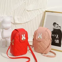 Women's Small Autumn Pu Leather Rabbit Lingge Cute Square Zipper Square Bag main image 3