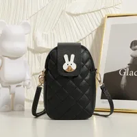 Women's Small Autumn Pu Leather Rabbit Lingge Cute Square Zipper Square Bag sku image 3