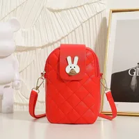 Women's Small Autumn Pu Leather Rabbit Lingge Cute Square Zipper Square Bag sku image 4