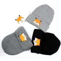 Children Unisex Cute Fox Embroidery Wool Cap main image 5