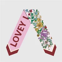 Women's French Style Flower Satin Printing Silk Scarves sku image 3