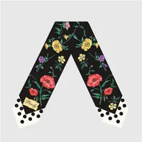 Women's French Style Flower Satin Printing Silk Scarves main image 1