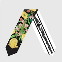 Women's French Style Flower Satin Printing Silk Scarves main image 2