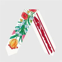 Women's French Style Flower Satin Printing Silk Scarves sku image 7
