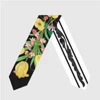 Women's French Style Flower Satin Printing Silk Scarves sku image 6