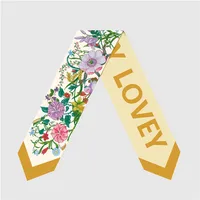 Women's French Style Flower Satin Printing Silk Scarves sku image 5