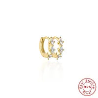 Fashion Geometric Sterling Silver Inlay Zircon Hoop Earrings 1 Pair sku image 1