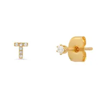 1 Pair 925 Sterling Silver Zircon Letter Ear Studs sku image 11