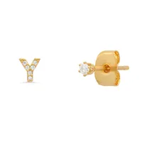 1 Pair 925 Sterling Silver Zircon Letter Ear Studs sku image 3