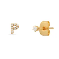 1 Pair 925 Sterling Silver Zircon Letter Ear Studs sku image 10