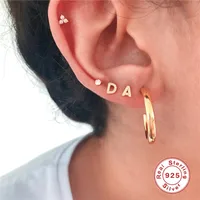 1 Pair 925 Sterling Silver Zircon Letter Ear Studs main image 4